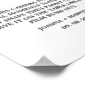 Modern minimalistisch huwelijks wegwerp camerateke poster (Hoek)