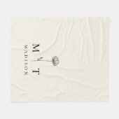 Modern Minimalistisch Initiaal Monogram Fleece Deken (Voorkant (Horizontaal))