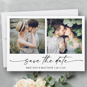 Modern minimalistisch inktscript 2 Foto Save The Date