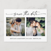 Modern minimalistisch inktscript 2 Foto slaat de d Briefkaart (Voorkant)