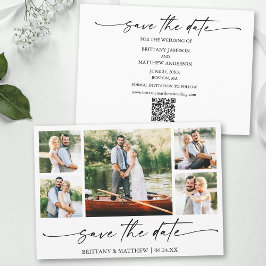 Modern minimalistisch inktscript 5 foto QR code Save The Date