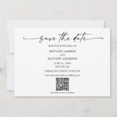 Modern minimalistisch inktscript 5 foto's QR-code Save The Date (Achterkant)