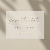 Modern minimalistisch Ivory Tan Wedding Save The Date