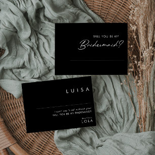 Modern minimalistisch   Kaart Zwarte Bridesmaid-vo