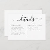 Modern minimalistisch kalligrafisch informatiekaartje (Voorkant / Achterkant)