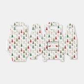 Modern minimalistisch kerstboompatroon rood groen bedankdoosjes (Uitgevouwen)