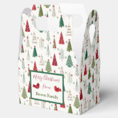 Modern minimalistisch kerstboompatroon rood groen bedankdoosjes (Geopend)