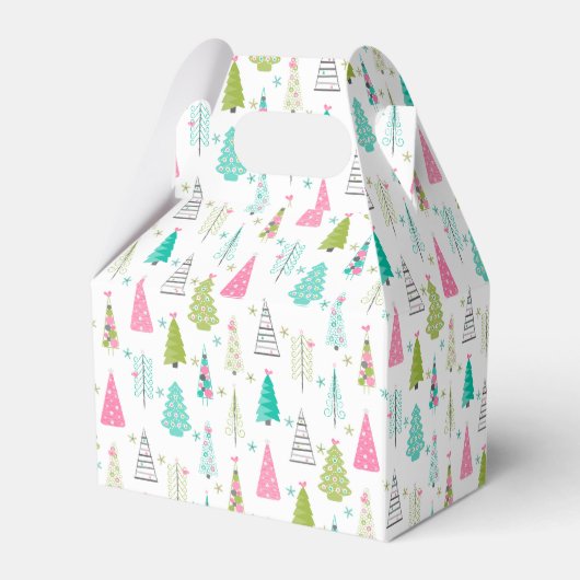 Modern minimalistisch kerstboompatroon Roze Blauwg Bedankdoosjes (Achterkant)