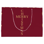 Modern minimalistisch kerstfeest met rood en goude groot cadeauzakje (Achterkant)