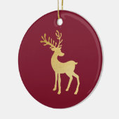 Modern minimalistisch kerstfeest met rood en goude keramisch ornament (Links)