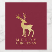 Modern minimalistisch kerstfeest met rood en goude wijn etiket (Enkel label)