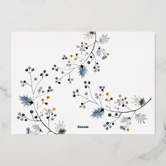 Modern minimalistisch kerstorganisch goud folie feestdagenkaart (Achterkant)