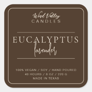 Modern minimalistisch koffie bruin kaarsetiket vierkante sticker
