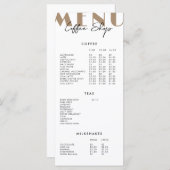 Modern minimalistisch Koffiewinkelmenu Menu (Voorkant / Achterkant)