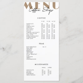 Modern Minimalistisch Koffiezaak Menu