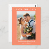 Modern minimalistisch koraal bespaart datum briefkaart (Voorkant / Achterkant)