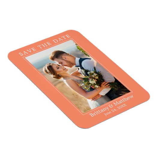 Modern minimalistisch koraal bespaart datum magneet (Rechterzijde)