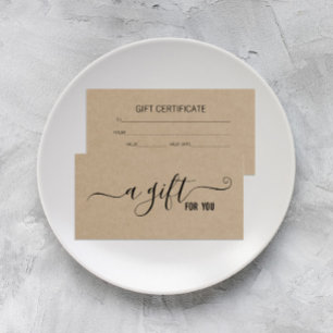 Modern minimalistisch Kraft Business Gift Certific