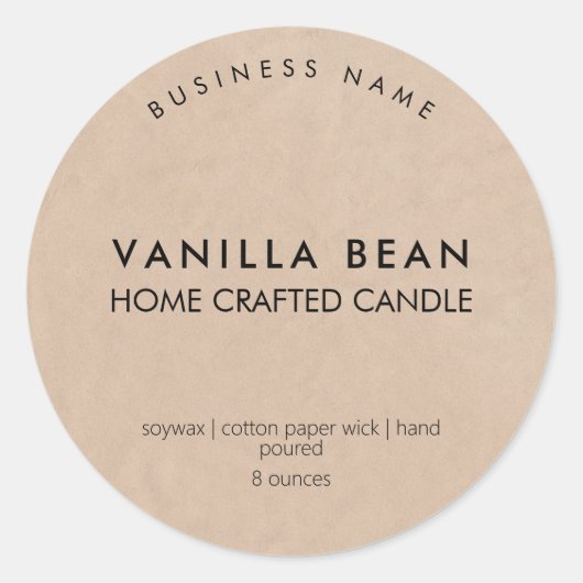 Modern minimalistisch kraft Homemade Candle Label (Voorkant)