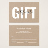 Modern minimalistisch Kraft Voucher Cadeaubon Visitekaartje (Voorkant /achterkant)