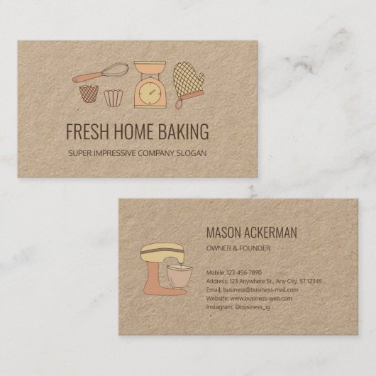 Modern minimalistisch kraftpapier visitekaartje (Voorkant / Achterkant)