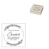 Modern minimalistisch kransscript retouradres 	rubberstempel (Gestempeld)