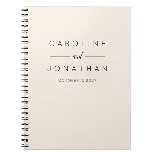 Modern minimalistisch legant aangepast bruiloft notitieboek (Voorkant)