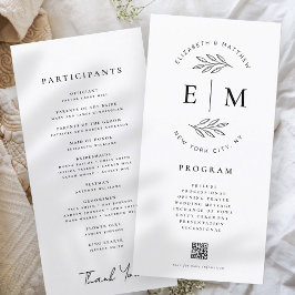 Modern minimalistisch legant Simple Wedding Progra