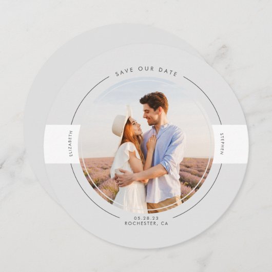 Modern minimalistisch lichtgrijs Save the Date Fot (Voorkant / Achterkant)