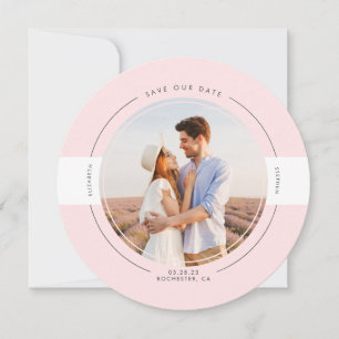 Modern minimalistisch lichtroze sparen de Datum Fo Save The Date