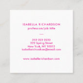 Modern minimalistisch magenta vierkante visitekaartje (Achterkant)