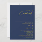 Modern minimalistisch marineblauw | Gold Let's Cel Kaart (Voorkant)