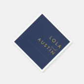 Modern minimalistisch marineblauw | Gold Wedding N Servet (Hoek)