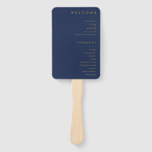 Modern minimalistisch marineblauw   Gold Wedding-p Handwaaier