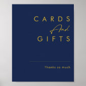 Modern minimalistisch marineblauw | Goudkaarten en Poster (Voorkant)