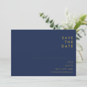 Modern minimalistisch marineblauw   Horizontaal go Save The Date