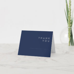 Modern minimalistisch marineblauw   Silver Folded Bedankkaart