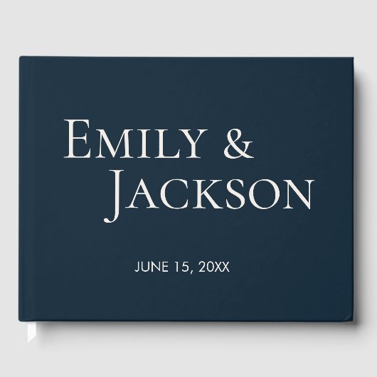 Modern minimalistisch marinebruin huwelijk gastenboek (Voorkant)