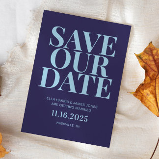 Modern minimalistisch marineverbod save the date
