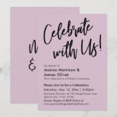 Modern Minimalistisch Mauve Roze Vier het met Ons! Kaart (Voorkant / Achterkant)