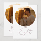 Modern Minimalistisch Mauve Script Tabel Nummer Kaart (Voorkant / Achterkant)