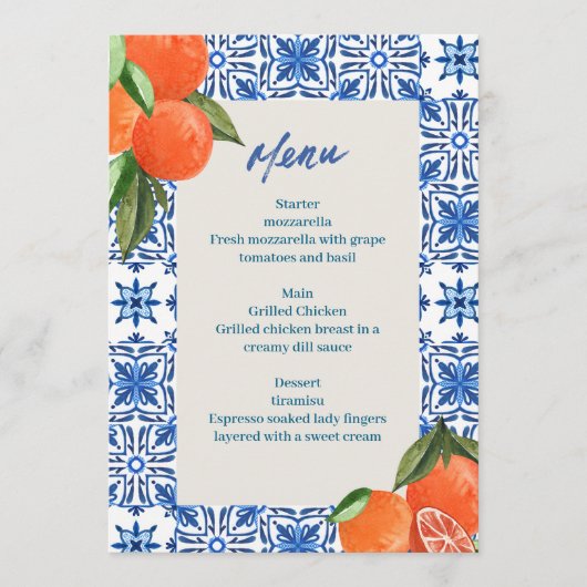 Modern minimalistisch menu (Voorkant)