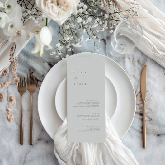 Modern minimalistisch menu Stusty Blue Wedding Fla