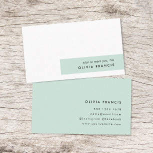 Modern minimalistisch mint Green Pastel Visitekaartje