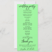 Modern minimalistisch mintgroen trouwprogramma (Achterkant)