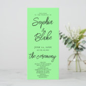 Modern minimalistisch mintgroen trouwprogramma (Staand voorkant)