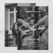 modern minimalistisch monochroom hand in hand trou save the date (Voorkant / Achterkant)