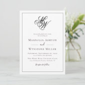 Modern minimalistisch monogram Alles in één bruilo Kaart (Staand voorkant)