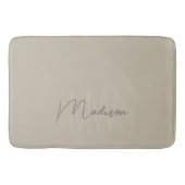 Modern Minimalistisch Monogram Beige Script Naam Badmat (Voorkant)