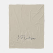 Modern minimalistisch monogram beige scriptnaam fleece deken (Voorkant)